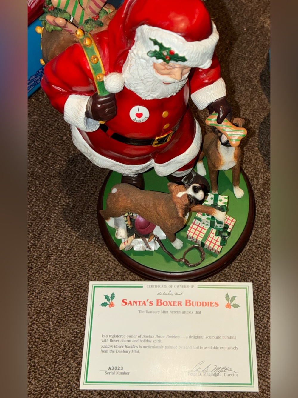 Danbury Mint "Santa's Boxer Buddies" Christmas Figurine WITH COA Serial #A320